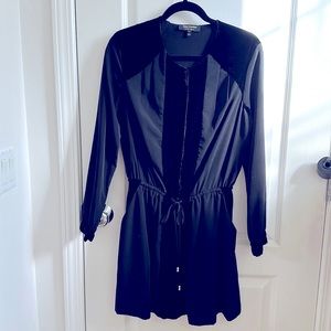 Juicy couture black mixed materials long sleeves shirt dress romper size S